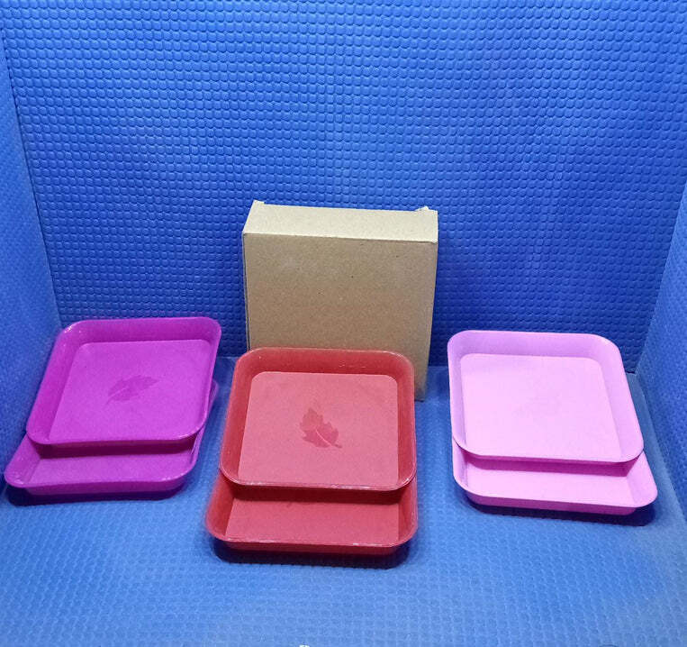 2706 Square Plastic Dinner Plate Set - Pp Plastic, 16x6x16 Cm , Colorful 6-piece Set, Microwave & Dishwasher Safe, Unbreakable, Stackable Design
