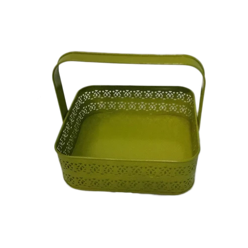 Gifts Hamper Basket - Iron Material, Square Shape, Golden Color | Durable, Lightweight, Easy To Clean, Modern Indian Arts Design