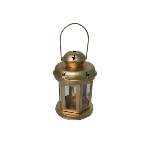 Hanging Moroccan Lantern - Metal, Round Shape, Golden Color | Handcrafted With Contemporary Design, Perfect For Flameless Candles