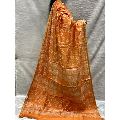 Cotton Silk Dabu Handblock Print Saree