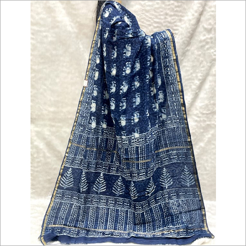 Cotton Silk Dabu Handblock Print Saree