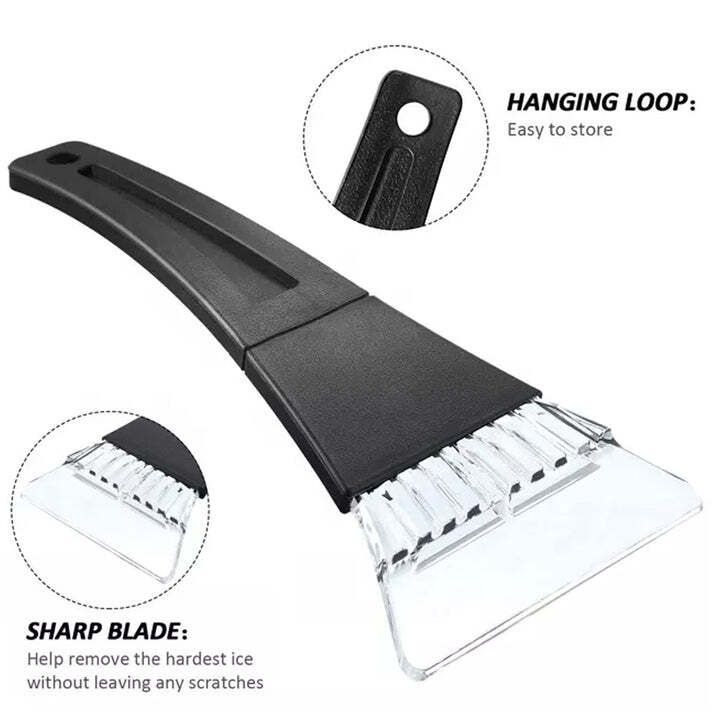 Ice Scraper Windshield With Window For Cars - Plastic, 24x11x2 Cm | Lightweight Design, Anti-slip Handle, Scratch-free Snow Removal