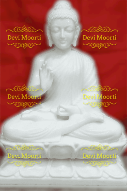 White Marble Buddha Statue - Height: 18 Inch (In)