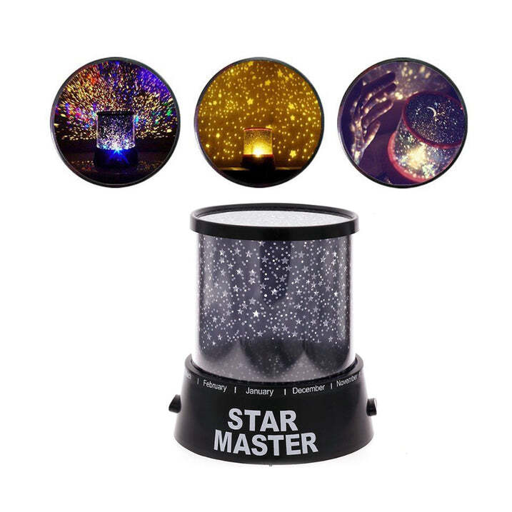Star Night Usb Lamp - Plastic, 11x11x13 Cm | Star Projection And Color Led Light, Battery Or Usb Powered, Ideal For Kids' Rooms And Parties