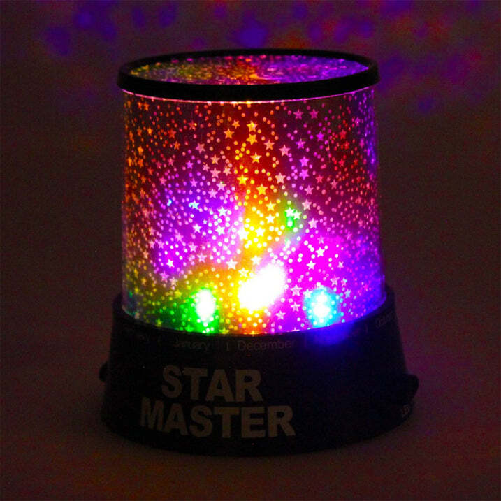 Star Night Usb Lamp - Plastic, 11x11x13 Cm | Star Projection And Color Led Light, Battery Or Usb Powered, Ideal For Kids' Rooms And Parties