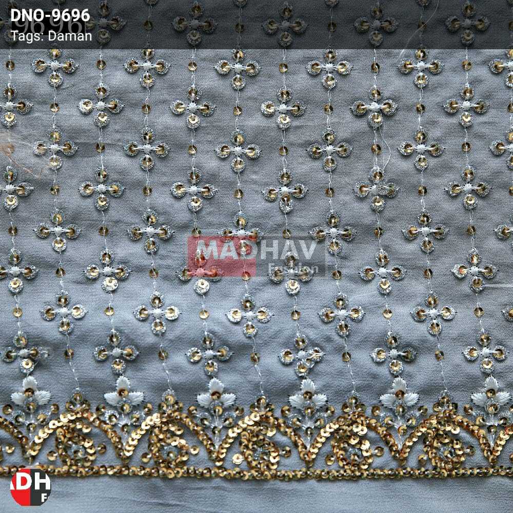 Sequence Embroidery Work - Georgette, 54 Inches Width | Features: Light In Weight, Embroidered Texture, White Color, Use: Lehenga Choli, Blouse, Dupatta