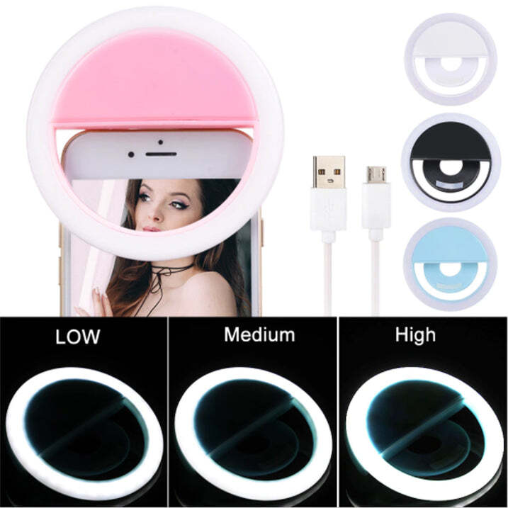 Selfie Ring Light - Plastic Material, White Color | Handy And Lightweight Design For Easy Mobility And User-friendly Experience