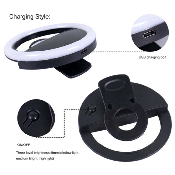 Selfie Ring Light - Plastic Material, White Color | Handy And Lightweight Design For Easy Mobility And User-friendly Experience
