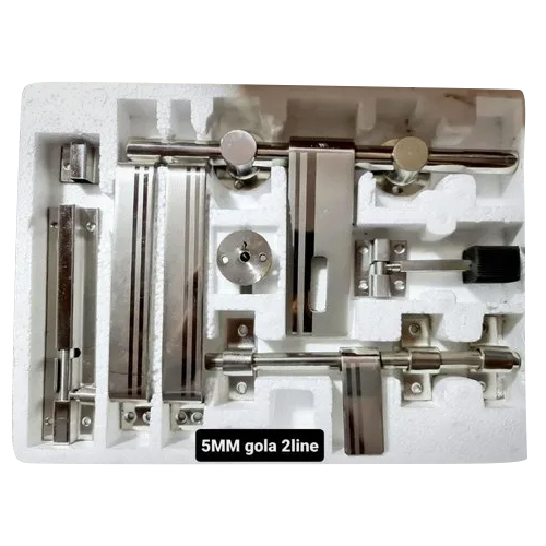 स्टेनलेस स्टील 5 एमएम 2 लाइन सिल्वर डोर किट