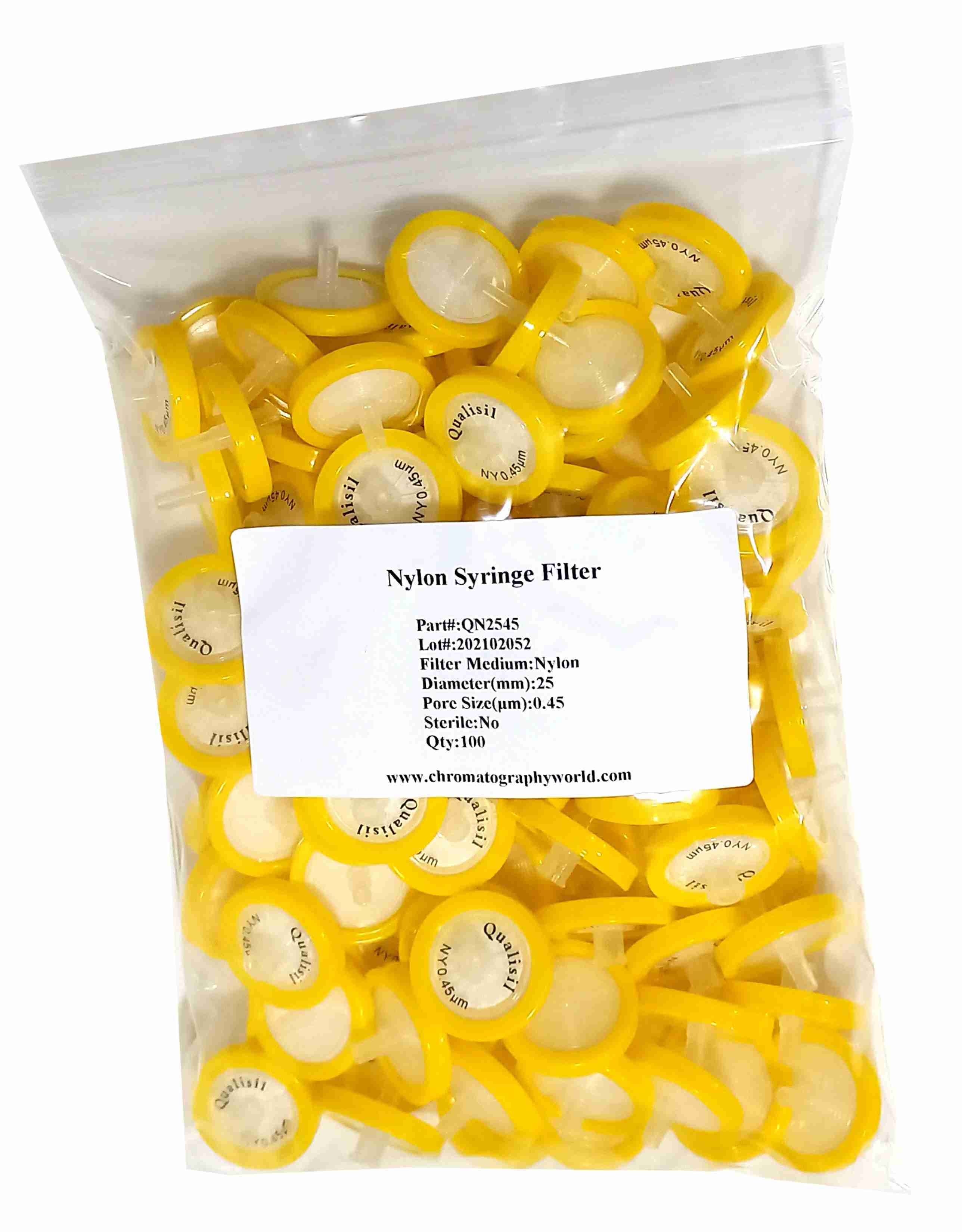 Yellow Nylon Syringe Filters 0.45um - Qualisil