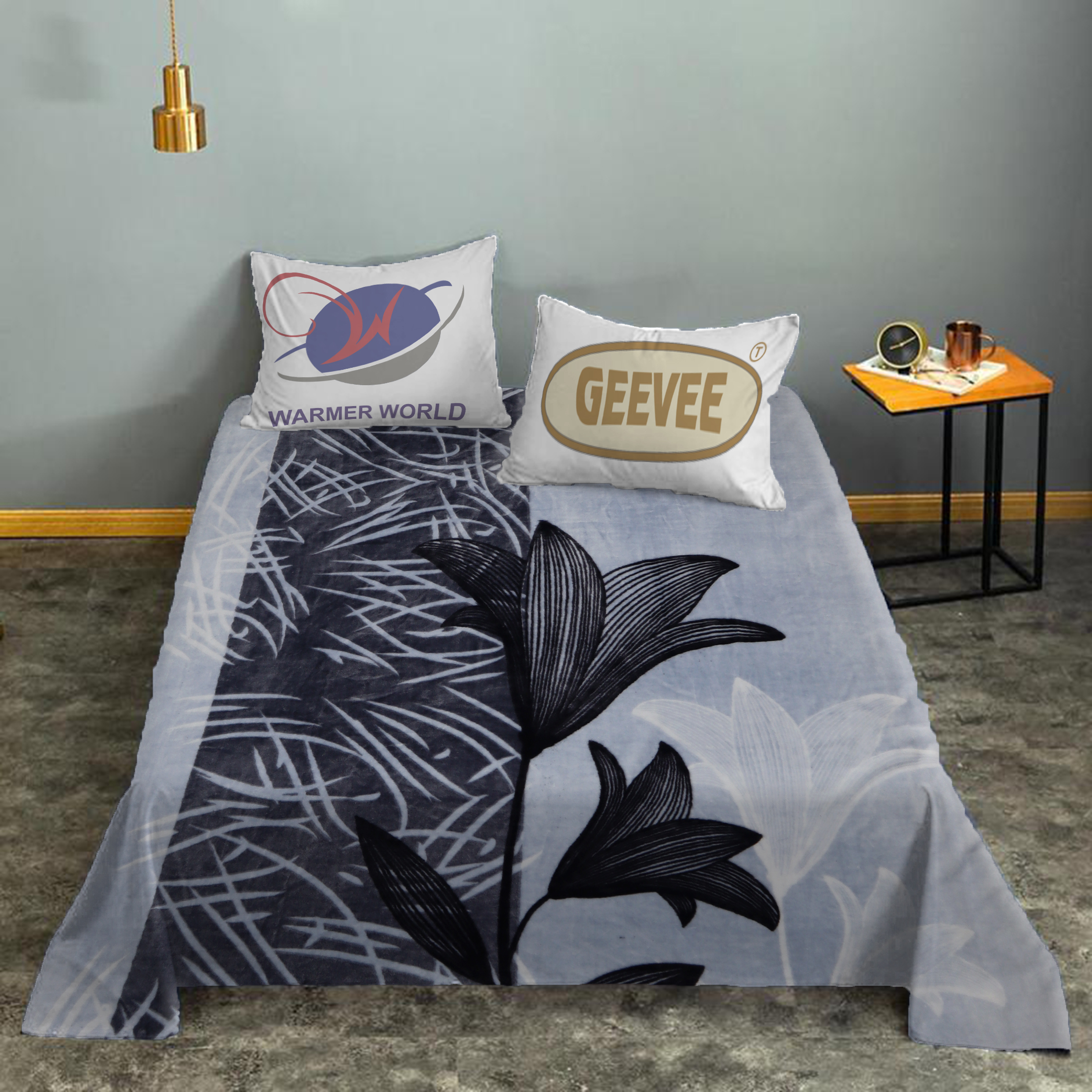 Double Bed Super Soft Blanket - Color: Black And Yellow