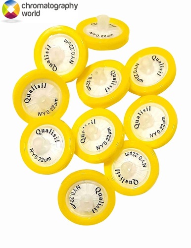पीला नायलॉन सिरिंज फ़िल्टर 0.22um - क्वालिसिल