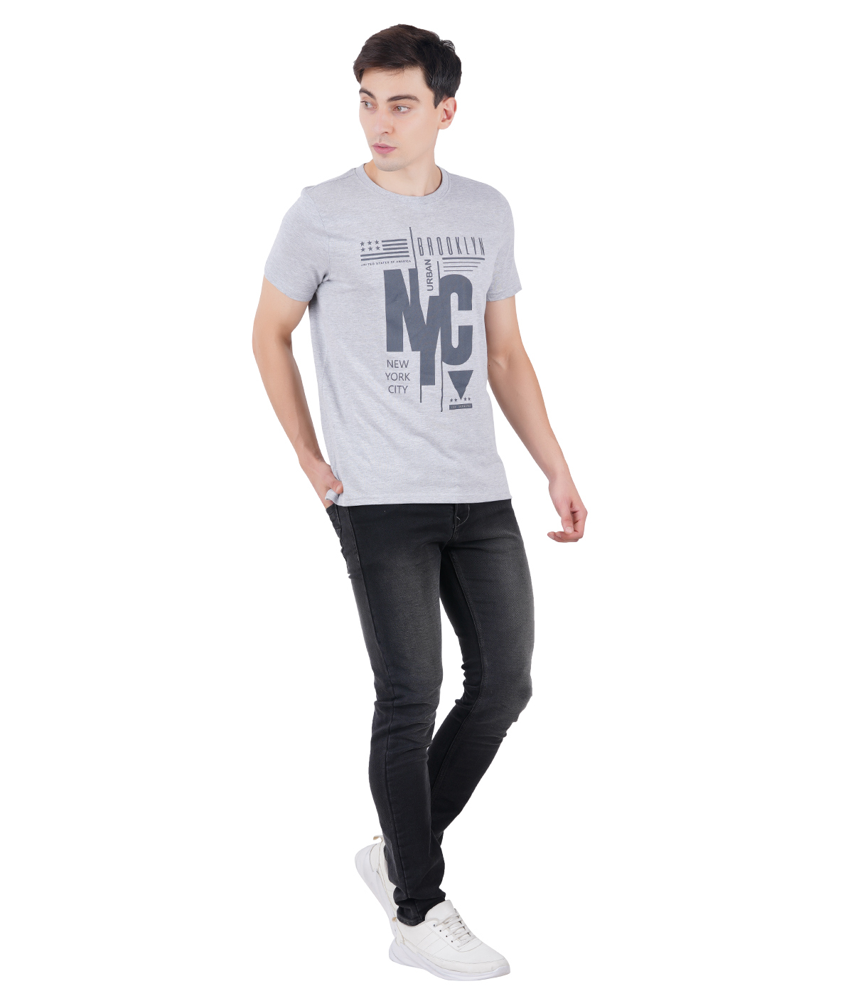 Casual T-shirts - 100% Cotton, Sizes M, L, Xl | Grey O-neck, Short Sleeves, Printed Design, For Men 18+