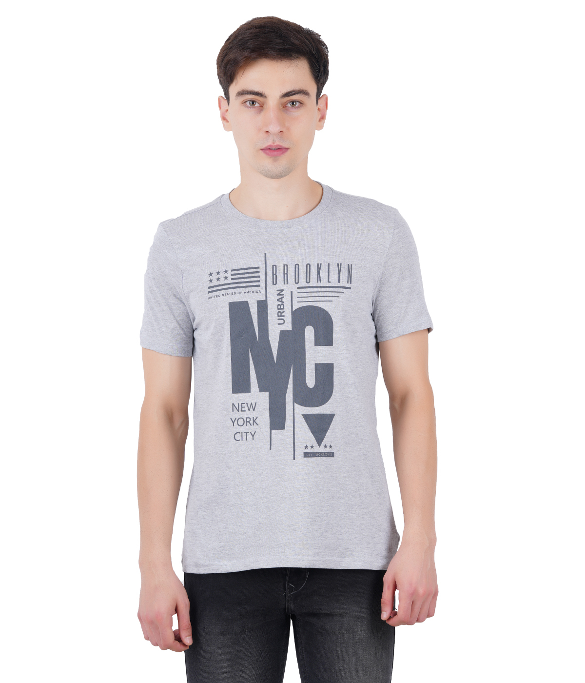 Casual T-shirts - 100% Cotton, Sizes M, L, Xl | Grey O-neck, Short Sleeves, Printed Design, For Men 18+