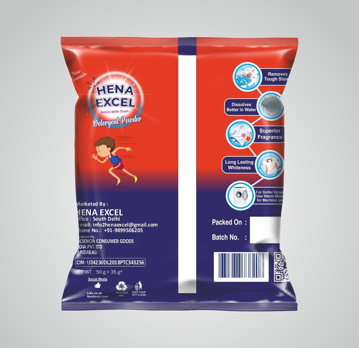 Detergent Powder - Powerful Clean, Removes Stains Effortlessly, Designed For Double Staining Loads, Enhanced With Twice The Cleaning Agents