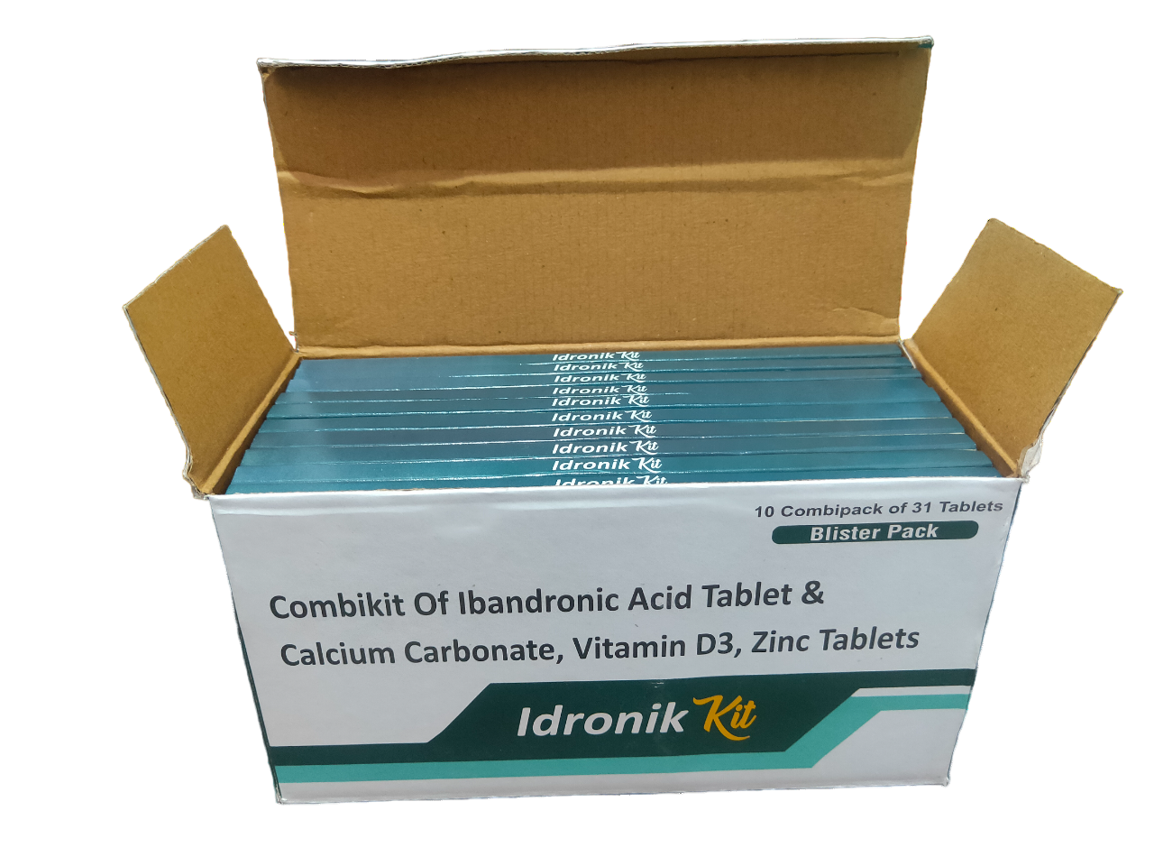 Idronik Kit Ingredients: 1 Tab Ibandronic Acid-150 Mg + 30 Tablet Of Calcium Carbonate 500mg+vitamin D3 +Zinc.