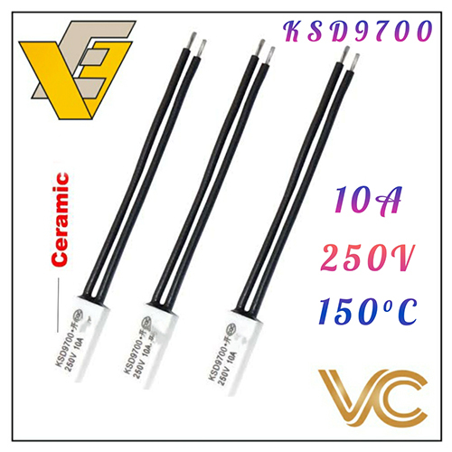 Ksd9700 10a 250v 150c तापमान नियंत्रण स्विच सामान्य रूप से बंद सिरेमिक थर्मल प्रोटेक्टर अनुप्रयोग: औद्योगिक