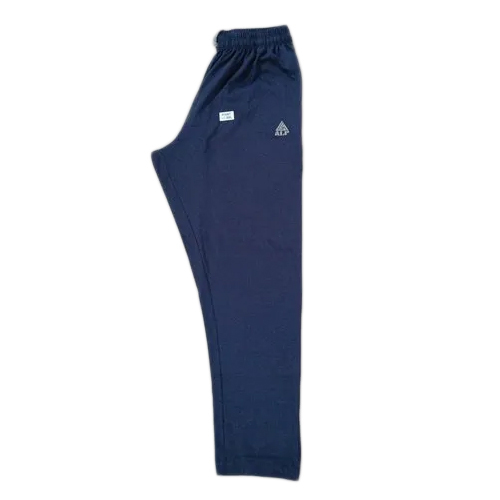 Men's Plain Cotton Blend Blue Track Pant - Adult Fit, Comfortable Design, Ideal For Active Lifestyle