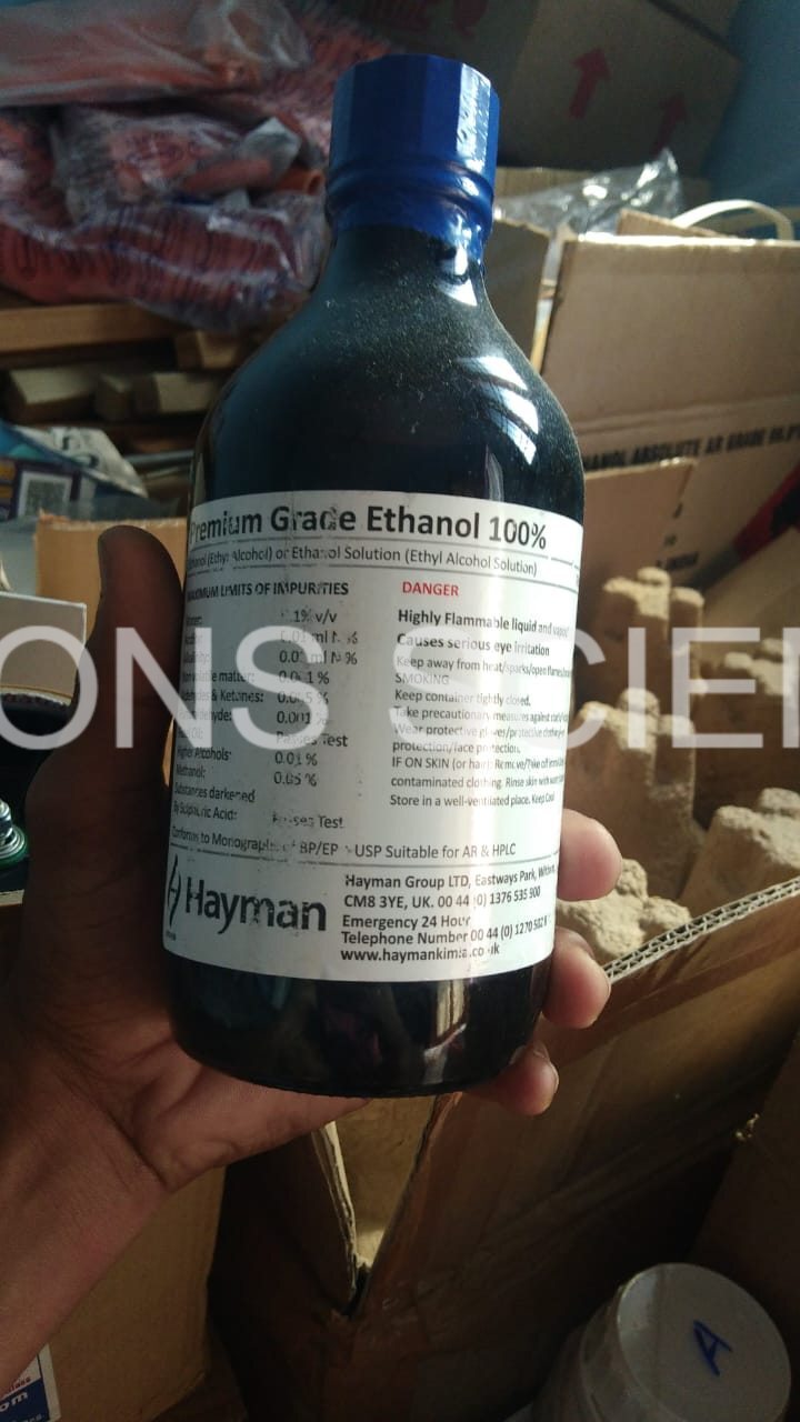 Ethanol Hayman - 100% Pure Ethyl Alcohol, Ar Grade, Amber Color, High Purity 99.9%, Versatile Use, Packaged In Bottles - Batch: 20220, 8 Kg