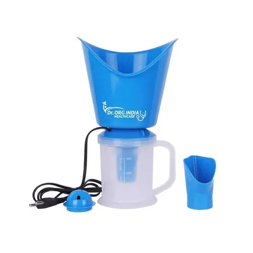 ORG 03 Steam Vaporizer - Plastic, 500 ml Capacity, White and Blue, 12 V Operation | Includes Water Container, Facial Sauna, Cough & Cold Steamer