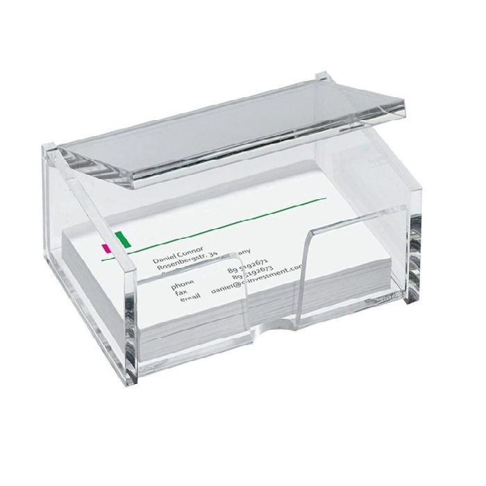 Acrylic Business Card Holder Acrylic Visiting Card Holder For Office Table Stand Cum Organizer Clear Transparent Business Card Holder Display For Desk Table (10x6x3 Cms) Premium Quality Product