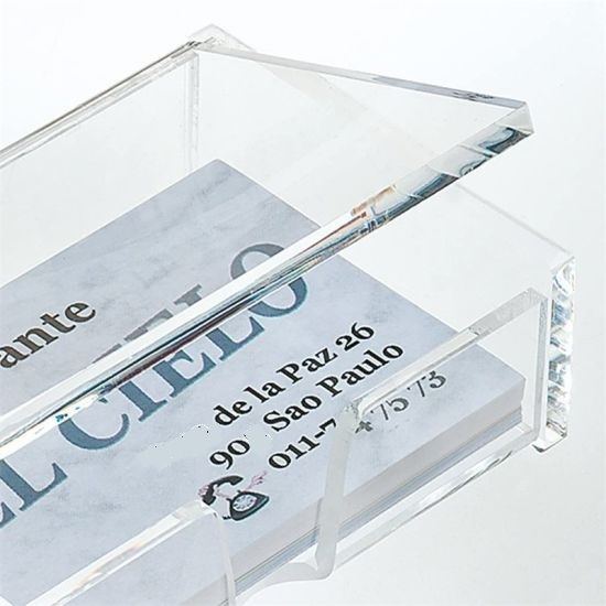 Acrylic Business Card Holder Acrylic Visiting Card Holder For Office Table Stand Cum Organizer Clear Transparent Business Card Holder Display For Desk Table (10x6x3 Cms) Premium Quality Product