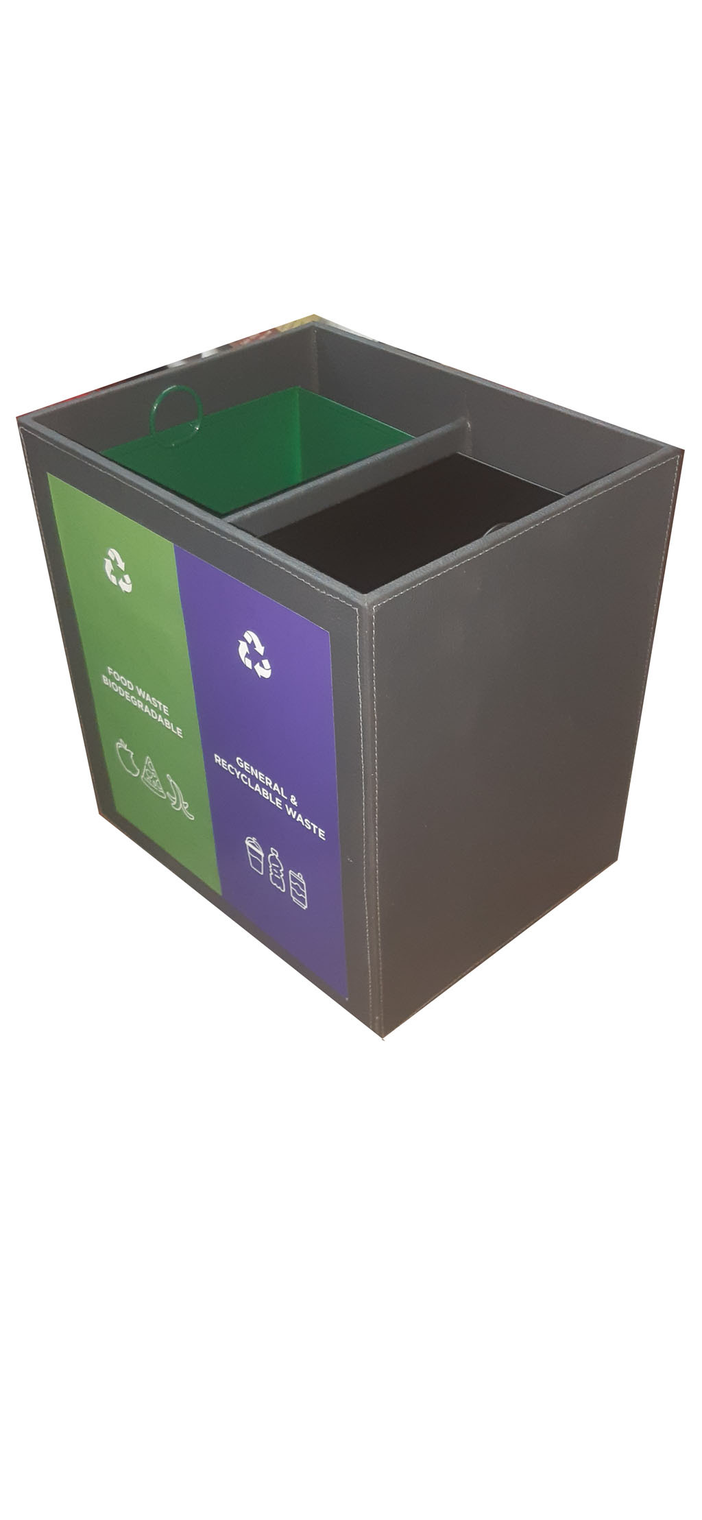 Blk Leather Dust Bin