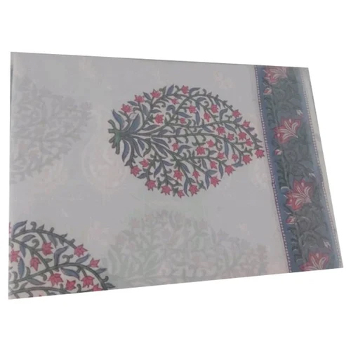 White Hand Block Double Bed Sheet