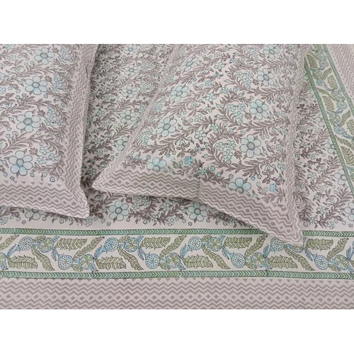 Cotton Printed Bed Sheet - 100% Cotton, King Size, Blue Color | Quick Dry, Printed Pattern, Plain Style