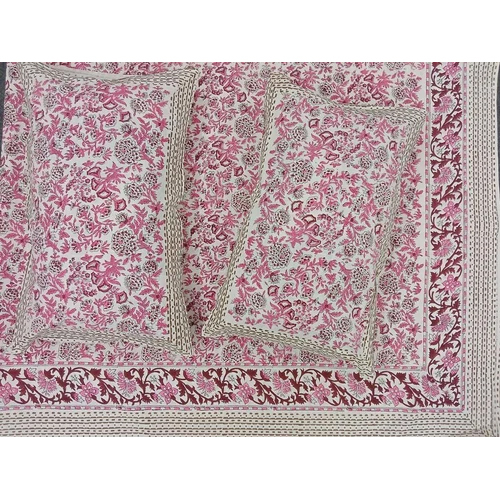 Pink Sanganeri Printed Double Bed Sheet
