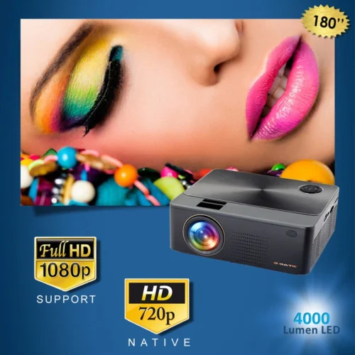 Egate E11k63 Lcd Projector - 4200 Lumens Brightness, 1920x1080 Resolution, Portable Design, Classic Black Color