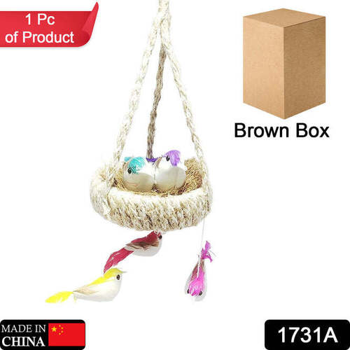 Artificial Jute Hanging Birds Nest Jhumar - Handmade, 18x12x7 Cm | Multi-color, Ideal For Home & Balcony Decor, Unique Gift For Housewarming & Anniversaries