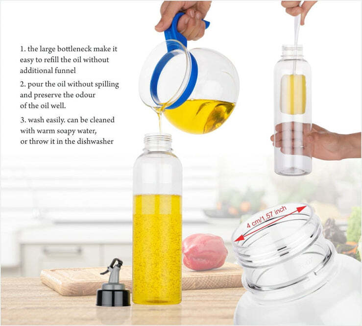 Oil Dispenser - Plastic, 8x8x29 Cm | Drip-free Spout, Controlled Pouring, Mess-free Use For Olive Oil, Vinegar & Spices