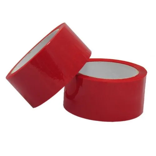 4 Inch Red Self Adhesive Tape - BOPP Material, 65 m Length | Single Side Hot Melt Adhesive, 36 Pieces per Box