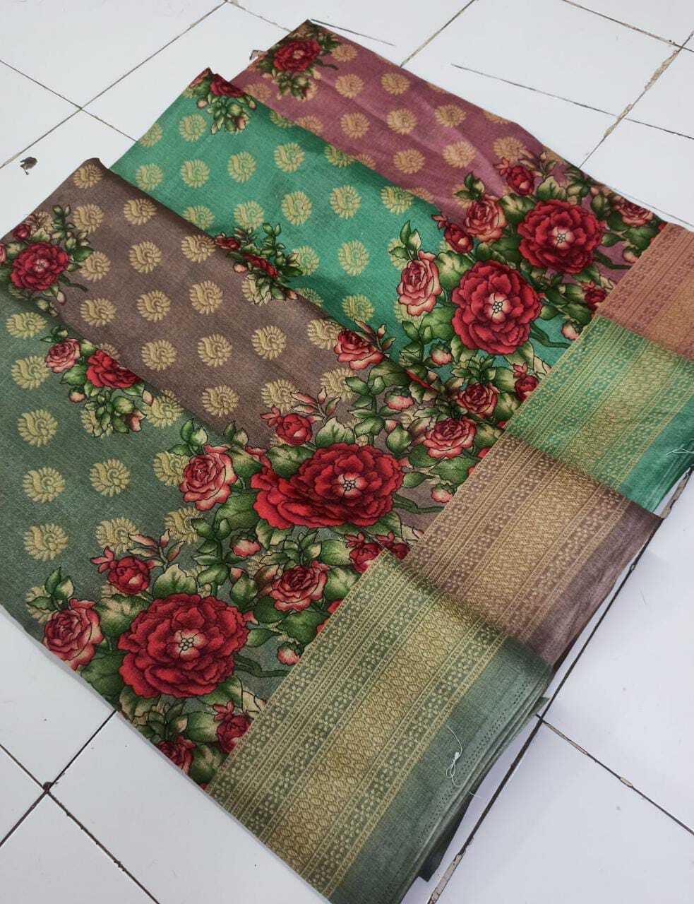 Damini C-green Pure Khadi Saree - Fabric: Pure Khadi Length: 5.50 Mtr Blouse: 0.80 Mtr | Hd Print Attractive Tassels On Pallu Casual Wear