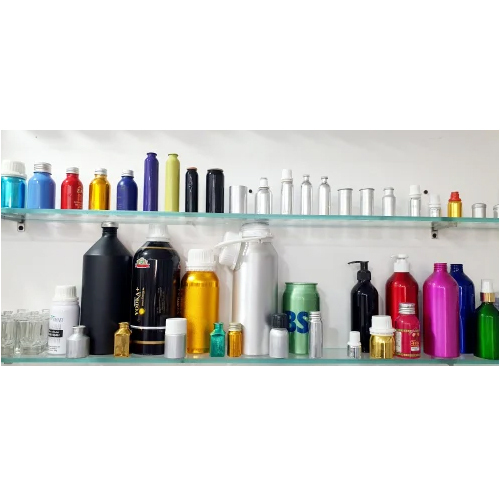 Polished Aluminum Bottle - Aluminium, Round Shape, Silver Color | Pump Sprayer Ideal For Industrial Pharmaceutical Use