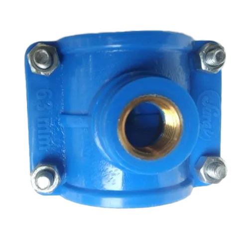 63 Mm Pp Service Saddle - Plastic Material, Blue Color, Thickness Of 5-8 Mm | Durable And Reliable Pipeline Solution