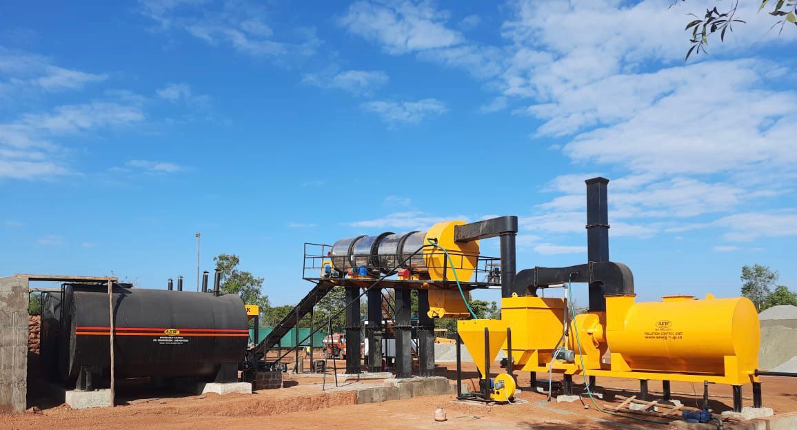Asphalt Drum Mix Plant - Mild Steel 1000 Kg Weight | Automatic Operation Plc Control Yellow Finish Computerized System