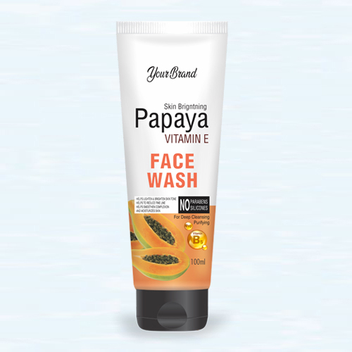100ml Papaya Vitamin E Face Wash - Gel Form, Herbal Ingredients | Suitable for All Skin Types, 36 Months Shelf Life, Unisex Use