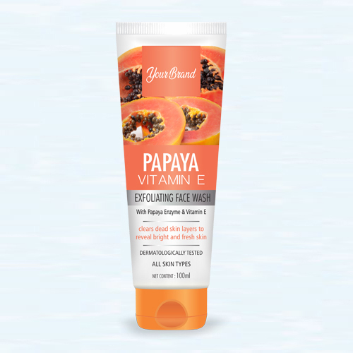 Papaya Exfoliating Face Wash - 100ml Gel, Herbal Ingredients, Skin-Friendly, Suitable for All Skin Types, 36 Months Shelf Life