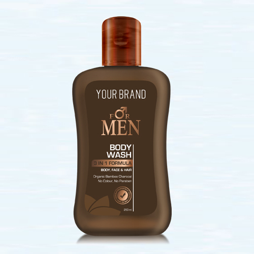 250ml Body Wash For Men - Herbal Gel, Suitable For All Skin Types, 3 In 1 Formula For Body, Face, & Hair, Invigorating Shower Experience
