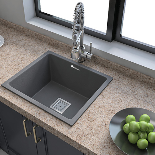 Quartz Kitchen Sink - Grey 18x24 Inch | Deck Mounted, Polished Surface Finish