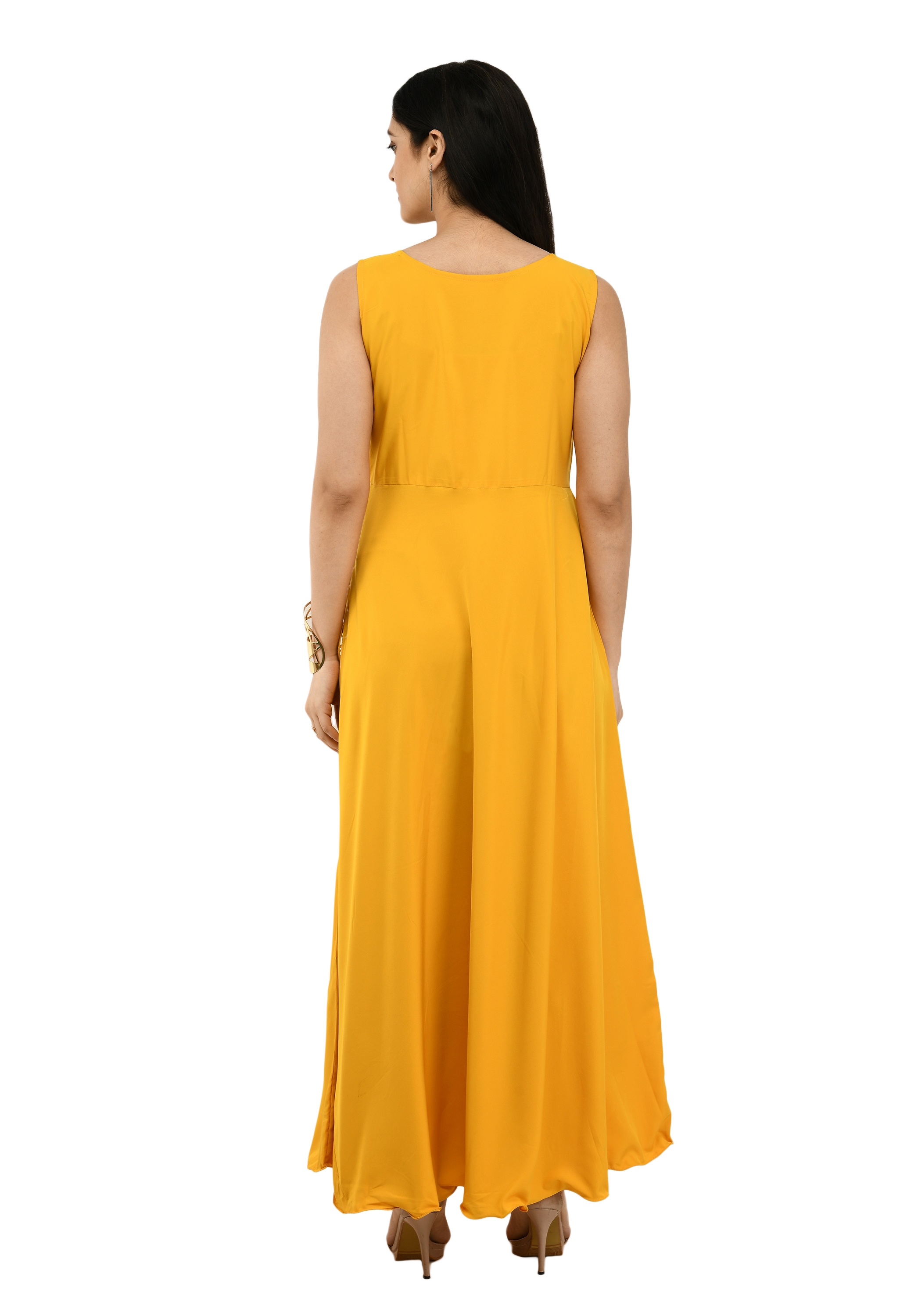Ic-10766 Oceanista Crepe Dress - Lightweight Crepe Fabric, Sizes S-xl | Stylish Round Neck, Sleeveless Maxi, Perfect Fit For Casual Outings
