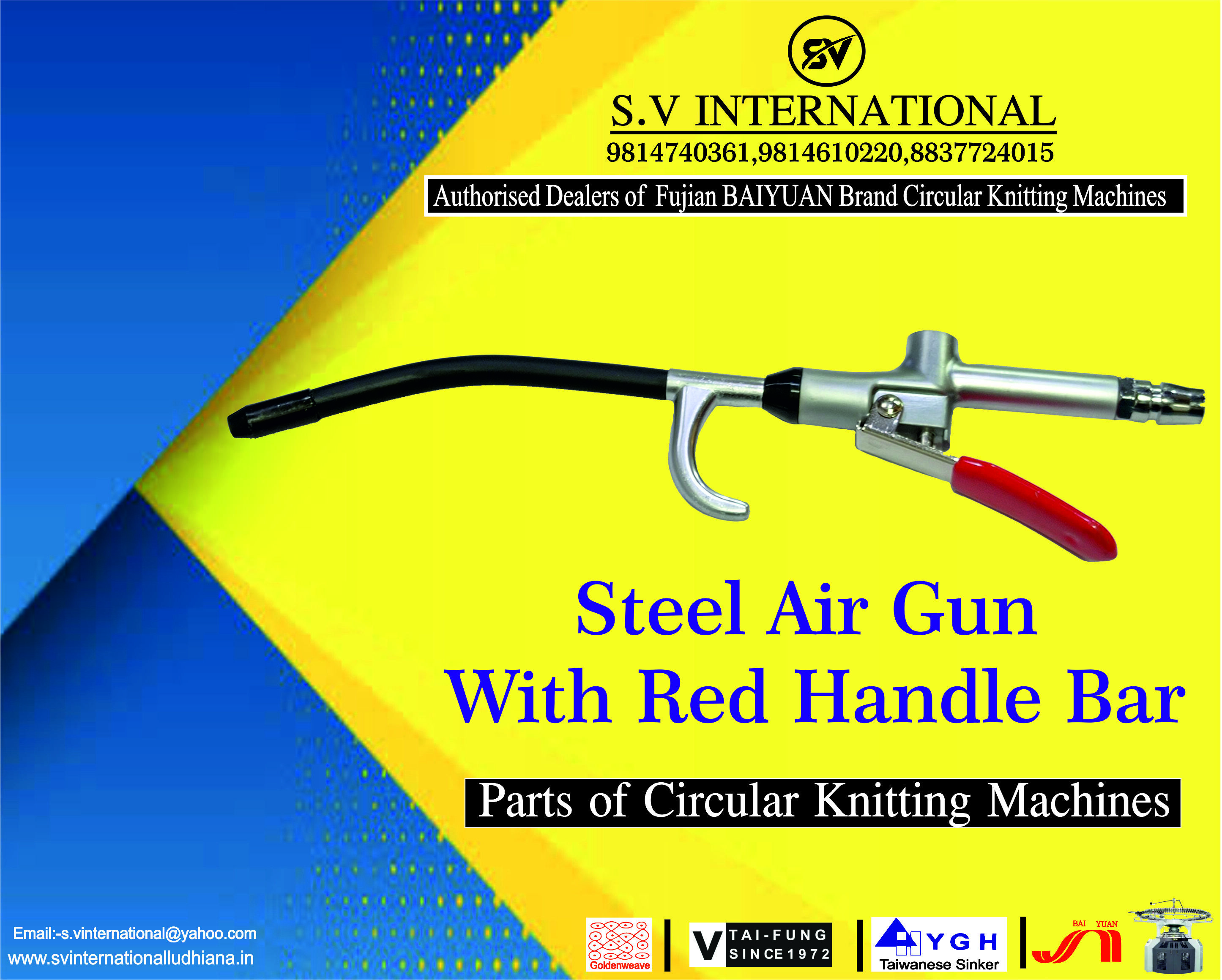 Steel Air Gun With Red Handle Bar