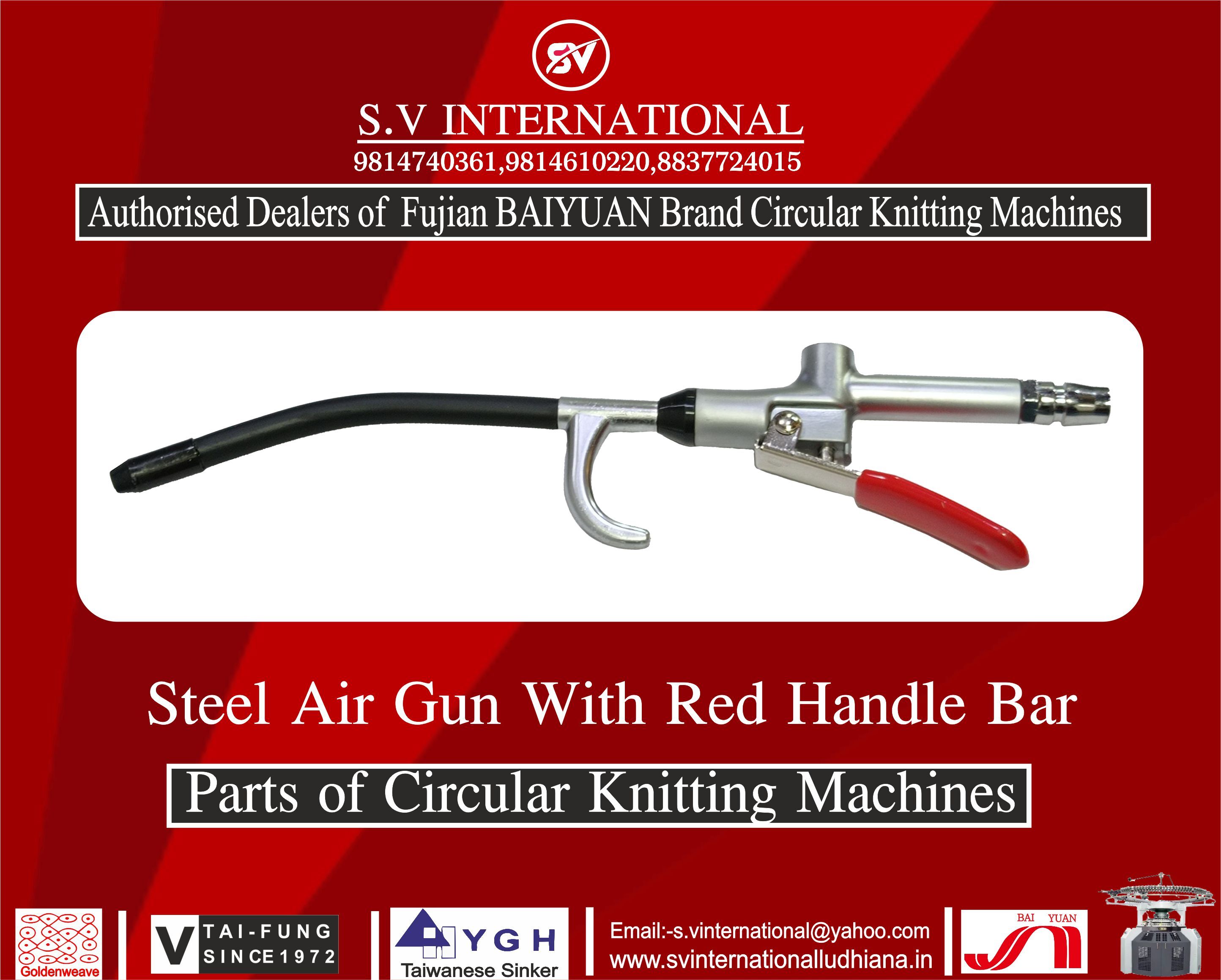 Steel Air Gun With Red Handle Bar