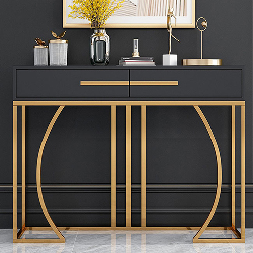 Modern Console Table - Rectangular Matte & Glossy Finish | Metal & Wood Materials, Elegant Design