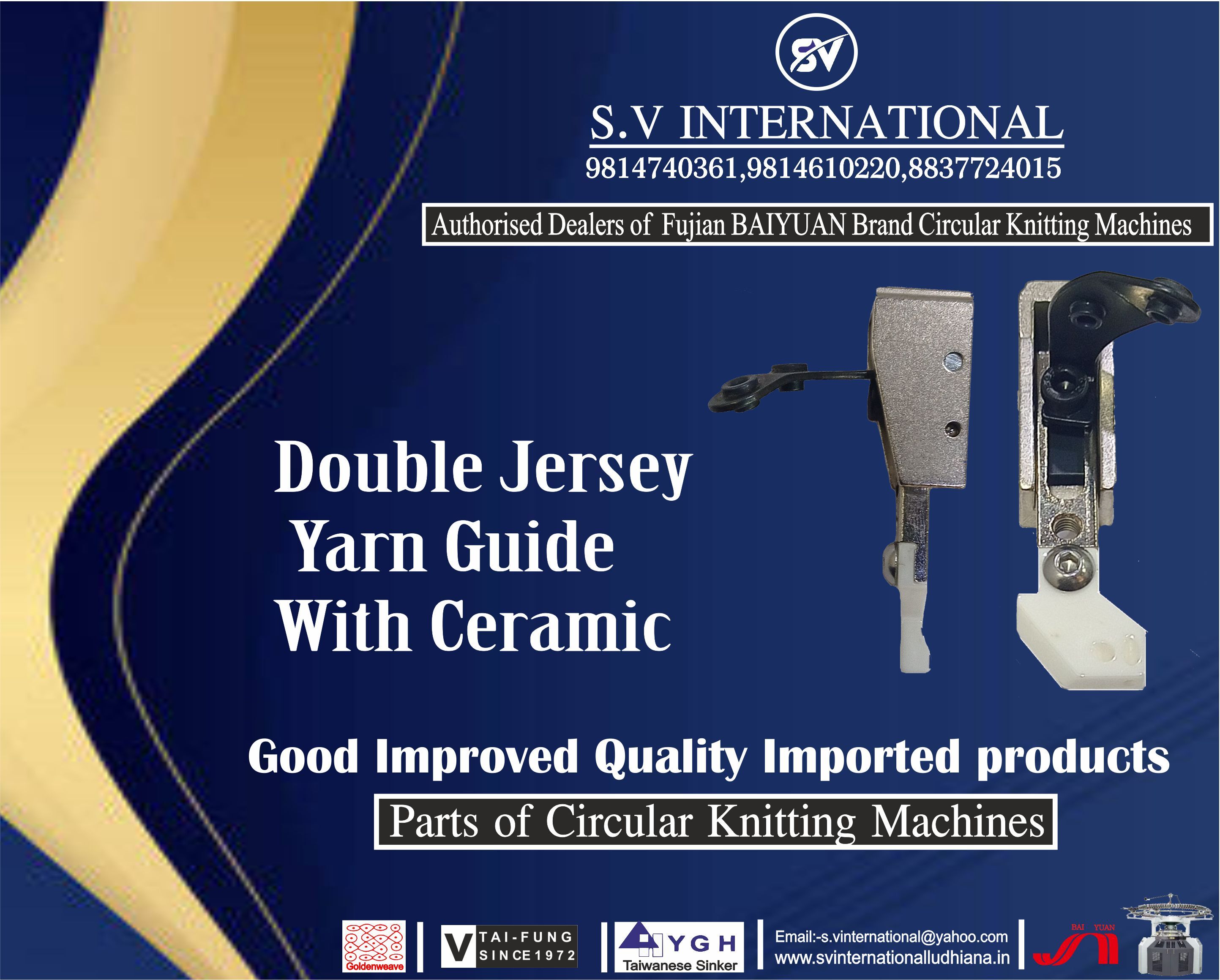 Double Jersey Yarn Guide With Ceramic - Ceramic, Metal | 100x50x20 Mm, Silver Color, Iso 9001, Enhanced Efficiency, Precise Yarn Control