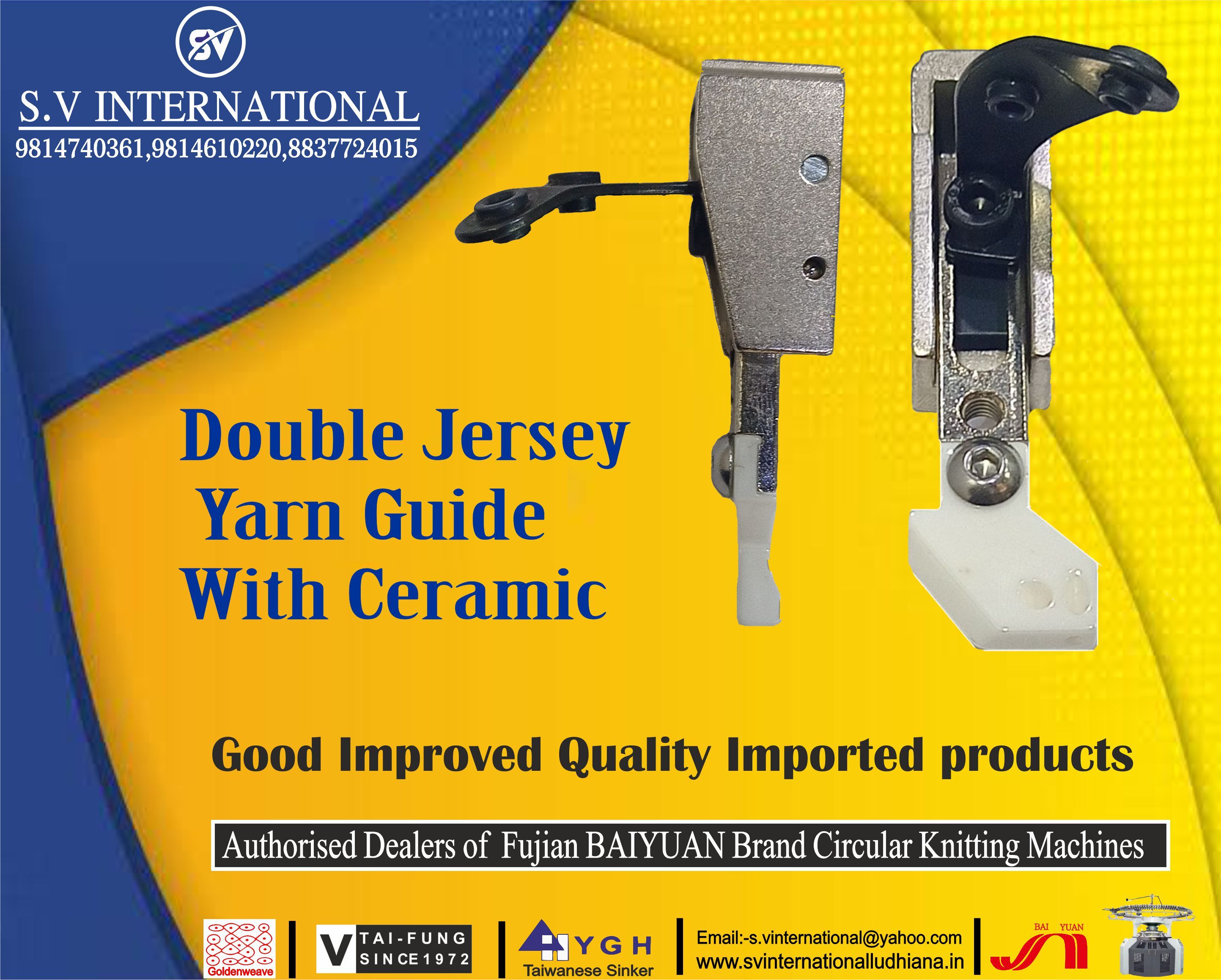 Double Jersey Yarn Guide With Ceramic - Ceramic, Metal | 100x50x20 Mm, Silver Color, Iso 9001, Enhanced Efficiency, Precise Yarn Control