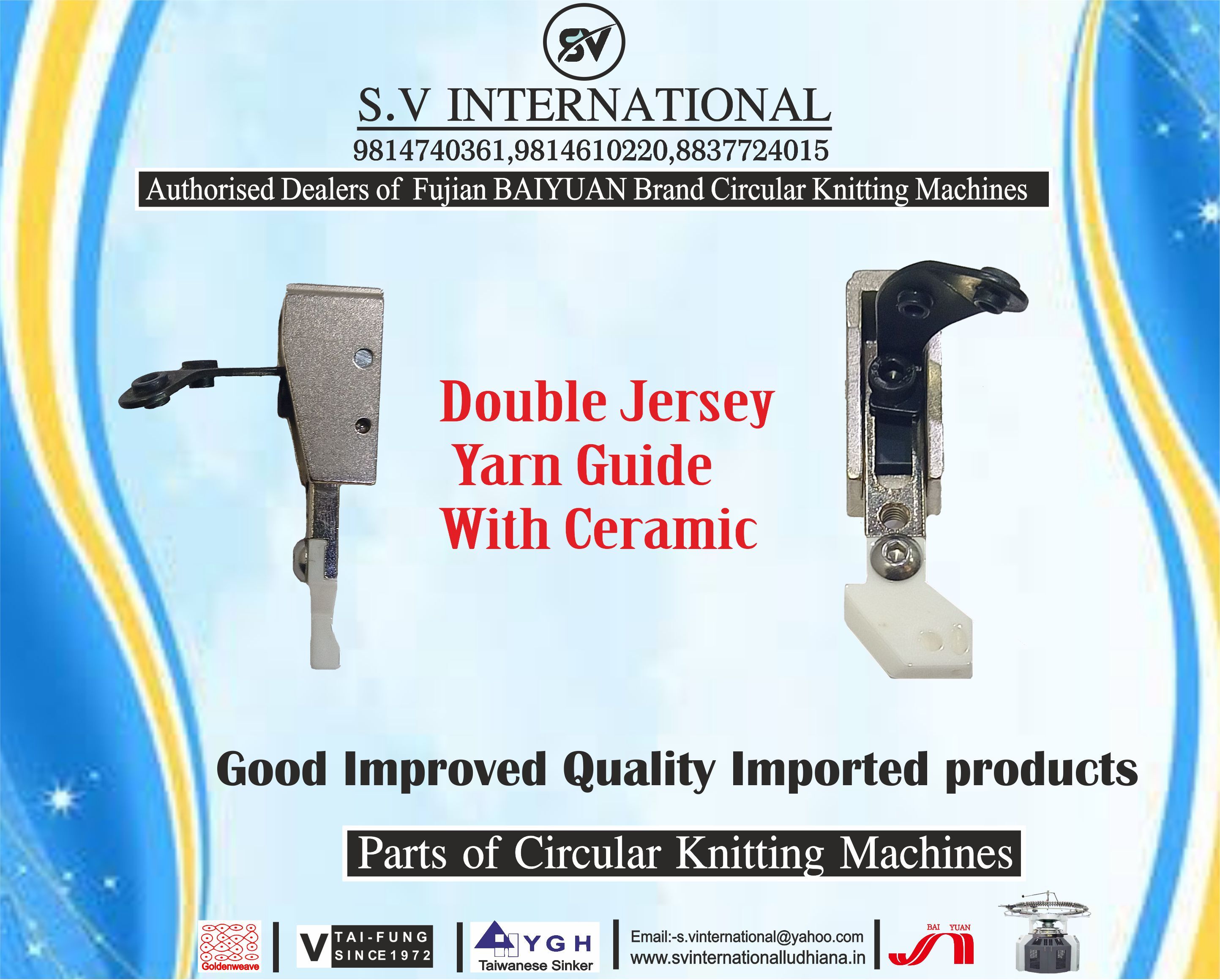 Double Jersey Yarn Guide With Ceramic - Ceramic, Metal | 100x50x20 Mm, Silver Color, Iso 9001, Enhanced Efficiency, Precise Yarn Control