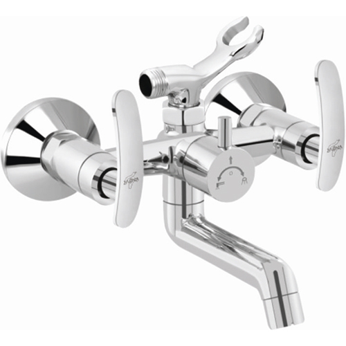 Silver 2 In 1 Wall Mixer With Crutch